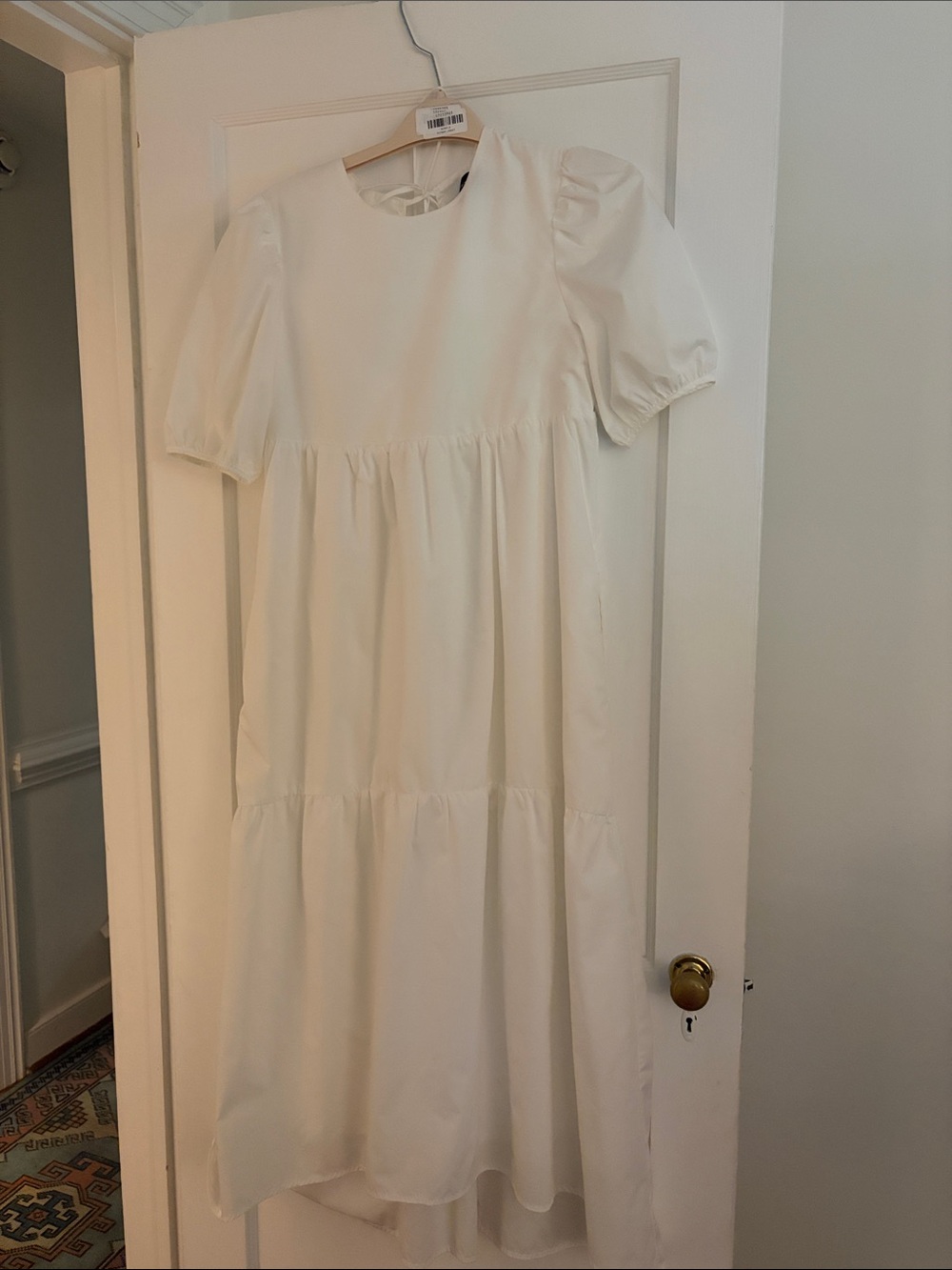 En Saison White Puff-Sleeve Tiered Dress